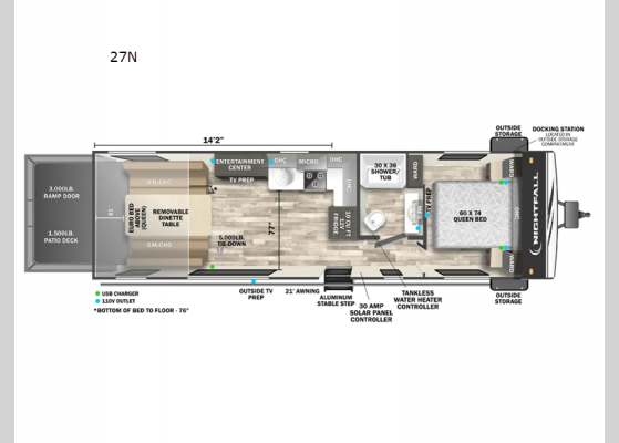 Floorplan - 2024 Nightfall 27N Toy Hauler Travel Trailer