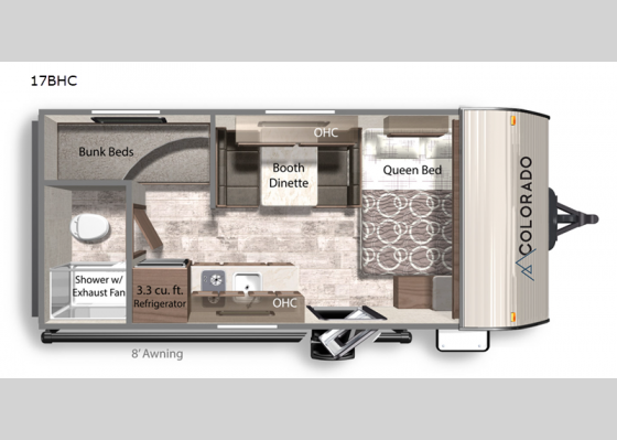 Floorplan - 2025 Colorado 17BHC Travel Trailer