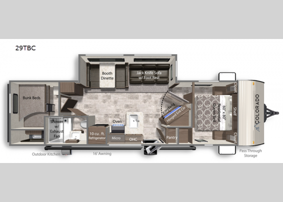 Floorplan - 2025 Colorado 29TBC Travel Trailer