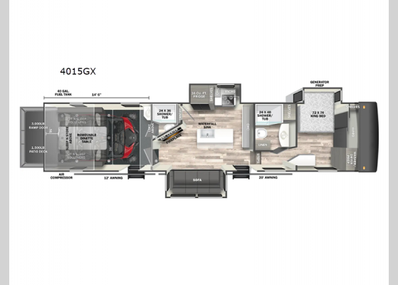 Floorplan - 2025 Stealth 4015GX Toy Hauler Fifth Wheel