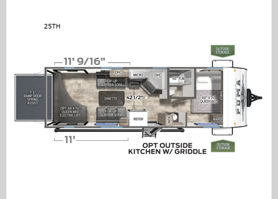 Floorplan - 2024 Puma Unleashed 25TH Toy Hauler Travel Trailer