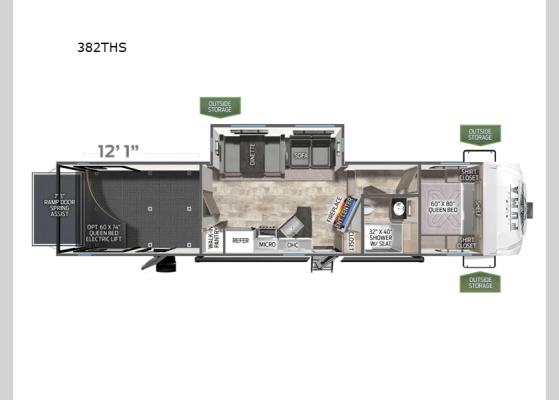 Floorplan - 2024 Puma Unleashed 382THS Toy Hauler Fifth Wheel