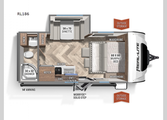 Floorplan - 2024 Real-Lite Mini RL186 Travel Trailer