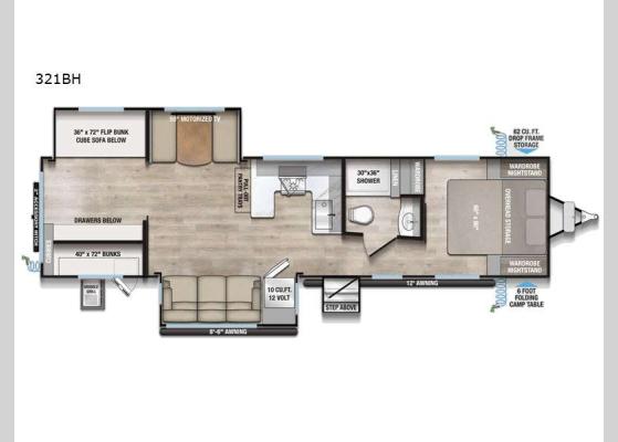Floorplan - 2026 Delta 321BH Travel Trailer
