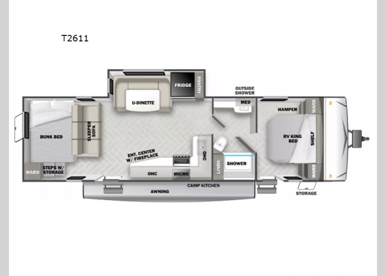 Floorplan - 2024 EVO T2611 Travel Trailer