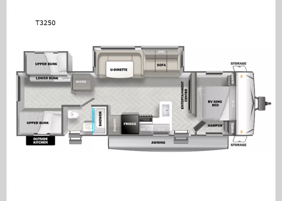 Floorplan - 2024 EVO T3250 Travel Trailer