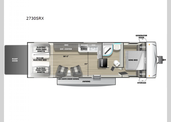 Floorplan - 2025 Sandstorm 2730SRX Toy Hauler Travel Trailer