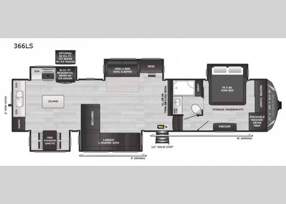 Floorplan - 2025 Alpine Avalanche Edition 366LS Fifth Wheel