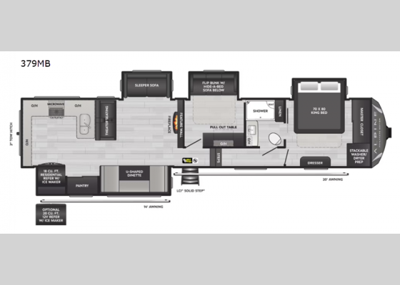 Floorplan - 2025 Alpine Avalanche Edition 379MB Fifth Wheel