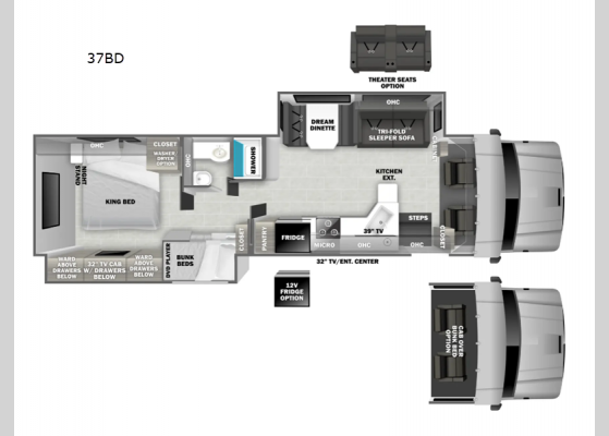 Floorplan - 2025 DX3 37BD Motor Home Super C - Diesel