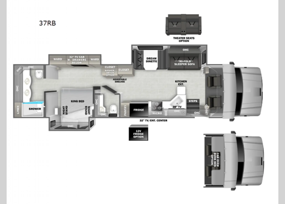 Floorplan - 2025 DX3 37RB Motor Home Super C - Diesel