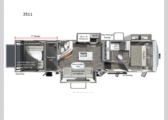 Floorplan - 2024 Triton 3511 Toy Hauler Fifth Wheel