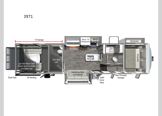 Floorplan - 2024 Triton 3571 Toy Hauler Fifth Wheel