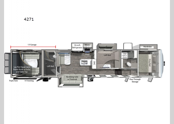 Floorplan - 2024 Triton 4271 Toy Hauler Fifth Wheel