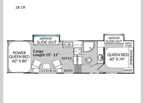 Floorplan - 2025 Genesis Supreme 28 CR Toy Hauler Fifth Wheel