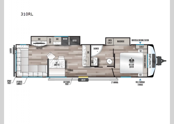 Floorplan - 2024 Longitude 310RL Travel Trailer