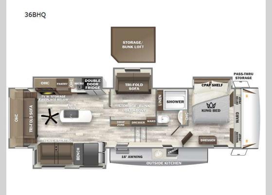 Floorplan - 2023 Sabre 36BHQ Fifth Wheel