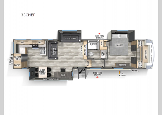 Floorplan - 2025 Cardinal 33CHEF Fifth Wheel