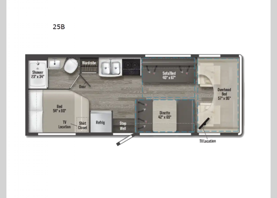 Floorplan - 2025 Spirit 25B Motor Home Class C