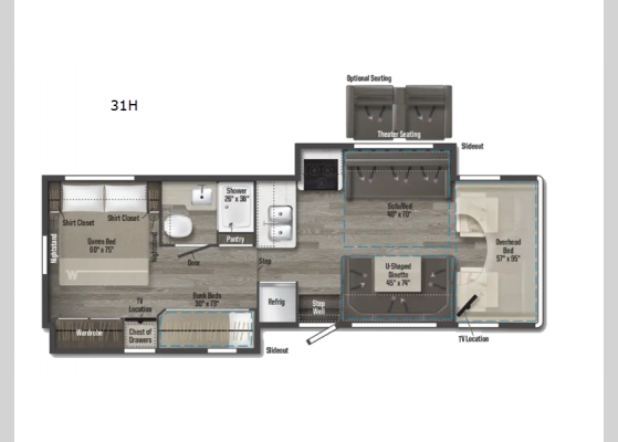 Floorplan - 2025 Spirit 31H Motor Home Class C