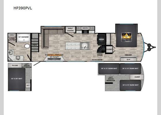 Floorplan - 2024 Hampton HP390PVL Destination Trailer