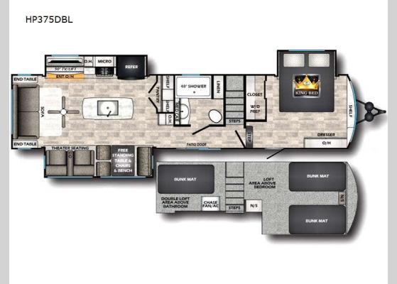 Floorplan - 2024 Hampton HP375DBL Destination Trailer