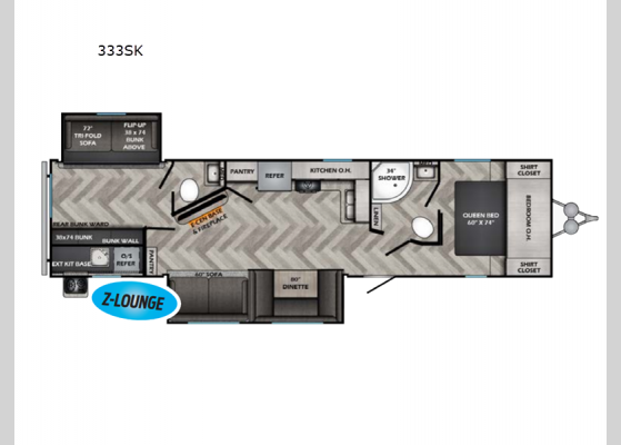 Floorplan - 2024 Fun Time 333SK Travel Trailer