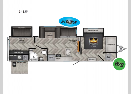 Floorplan - 2024 Fun Time 345JM Travel Trailer