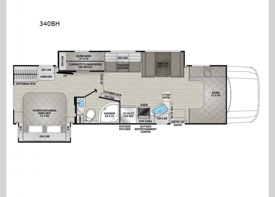 Floorplan - 2025 Entourage 340BH Motor Home Super C - Diesel