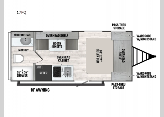 Floorplan - 2025 Clipper 3K Series 17FQ Travel Trailer