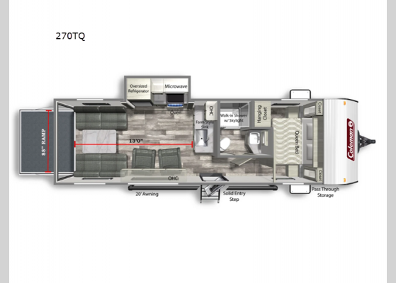 Floorplan - 2024 Coleman Lantern 270TQ Toy Hauler Travel Trailer