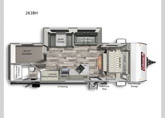 Floorplan - 2024 Coleman Lantern 263BH Travel Trailer