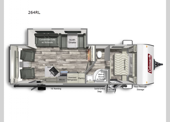 Floorplan - 2024 Coleman Lantern 264RL Travel Trailer