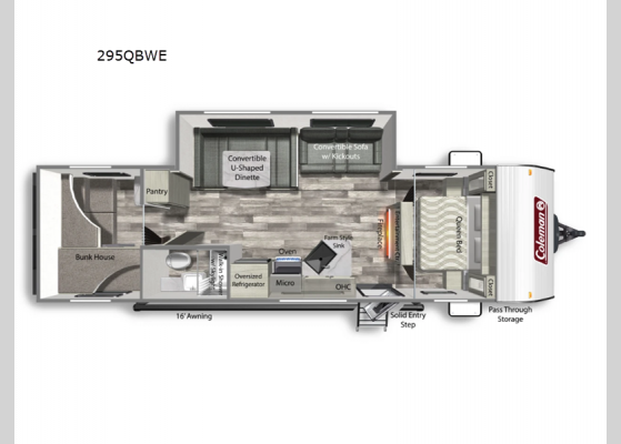 Floorplan - 2024 Coleman Lantern 295QBWE Travel Trailer