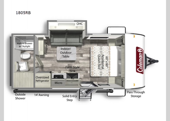 Floorplan - 2024 Coleman Light 1805RB Travel Trailer