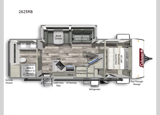 Floorplan - 2024 Coleman Light 2625RB Travel Trailer