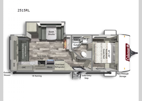 Floorplan - 2024 Coleman Light 2515RL Travel Trailer