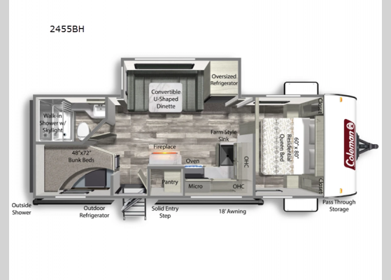 Floorplan - 2024 Coleman Light 2455BH Travel Trailer