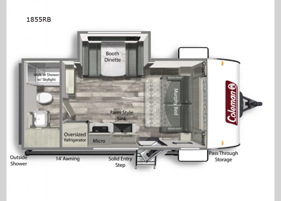 Floorplan - 2024 Coleman Light 1855RB Travel Trailer