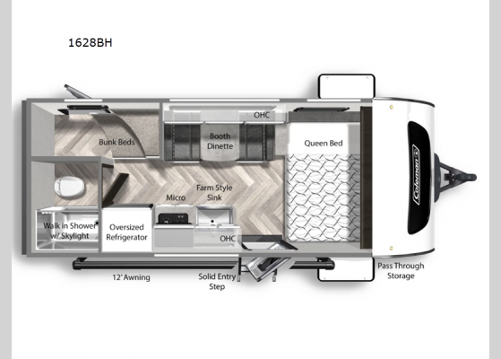 Floorplan - 2024 Coleman Rubicon 1628BH Travel Trailer