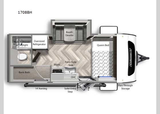 Floorplan - 2024 Coleman Rubicon 1708BH Travel Trailer