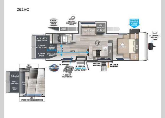 Floorplan - 2023 Wildwood FSX 262VC Toy Hauler Travel Trailer