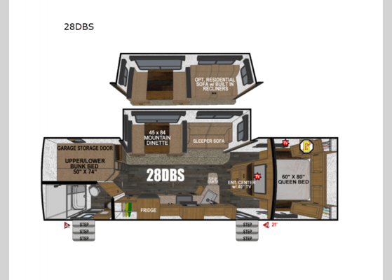 Floorplan - 2024 Back Country Series MTN TRX 28DBS Travel Trailer