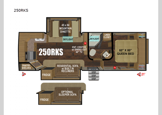 Floorplan - 2024 Black Stone Mountain Series 250RKS Travel Trailer