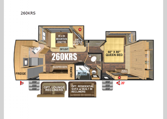 Floorplan - 2024 Black Stone Mountain Series 260KRS Travel Trailer