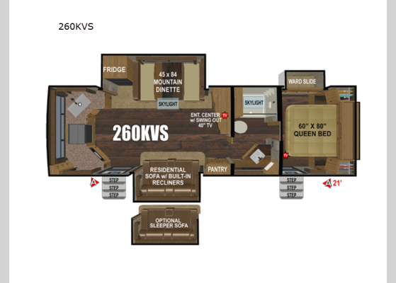 Floorplan - 2024 Black Stone Titanium Series 260KVS Travel Trailer