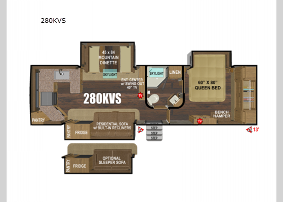 Floorplan - 2024 Black Stone Titanium Series 280KVS Travel Trailer