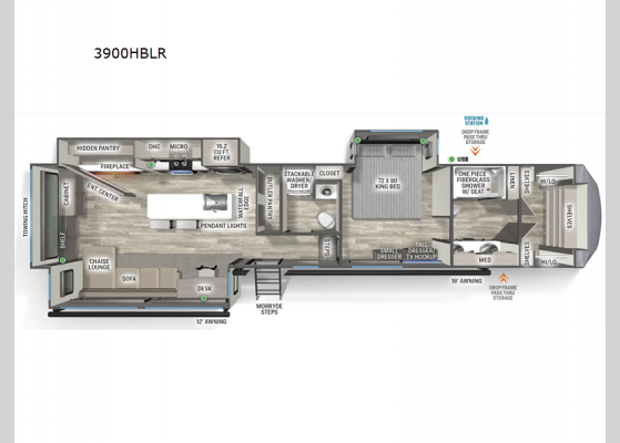 Floorplan - 2025 Sierra 3900HBLR Fifth Wheel
