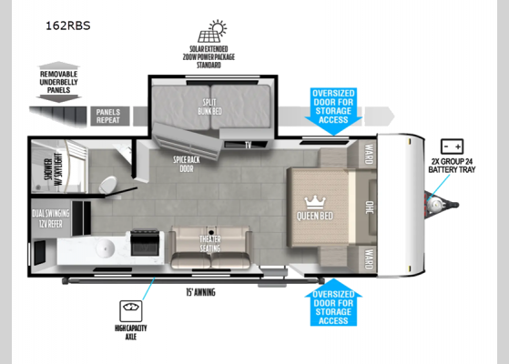 Floorplan - 2025 Salem FSX 162RBS Travel Trailer