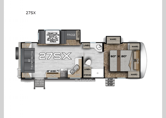 Floorplan - 2024 Arctic Fox Edge 27SX Travel Trailer